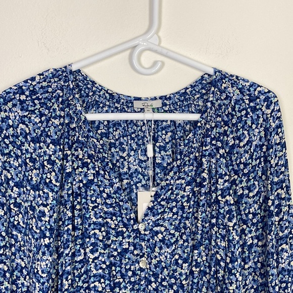 NWT Rails Eliza Mini Dress Ice Chrysanthemum Women XS Blue Floral Balloon Summer - Picture 6 of 11